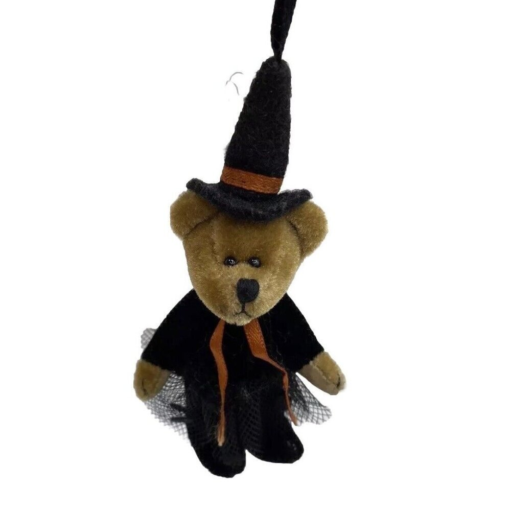 Retro Halloween Bear Witch Ornament Hat Tutu Stuffed Animal Anthropomorpic Goth